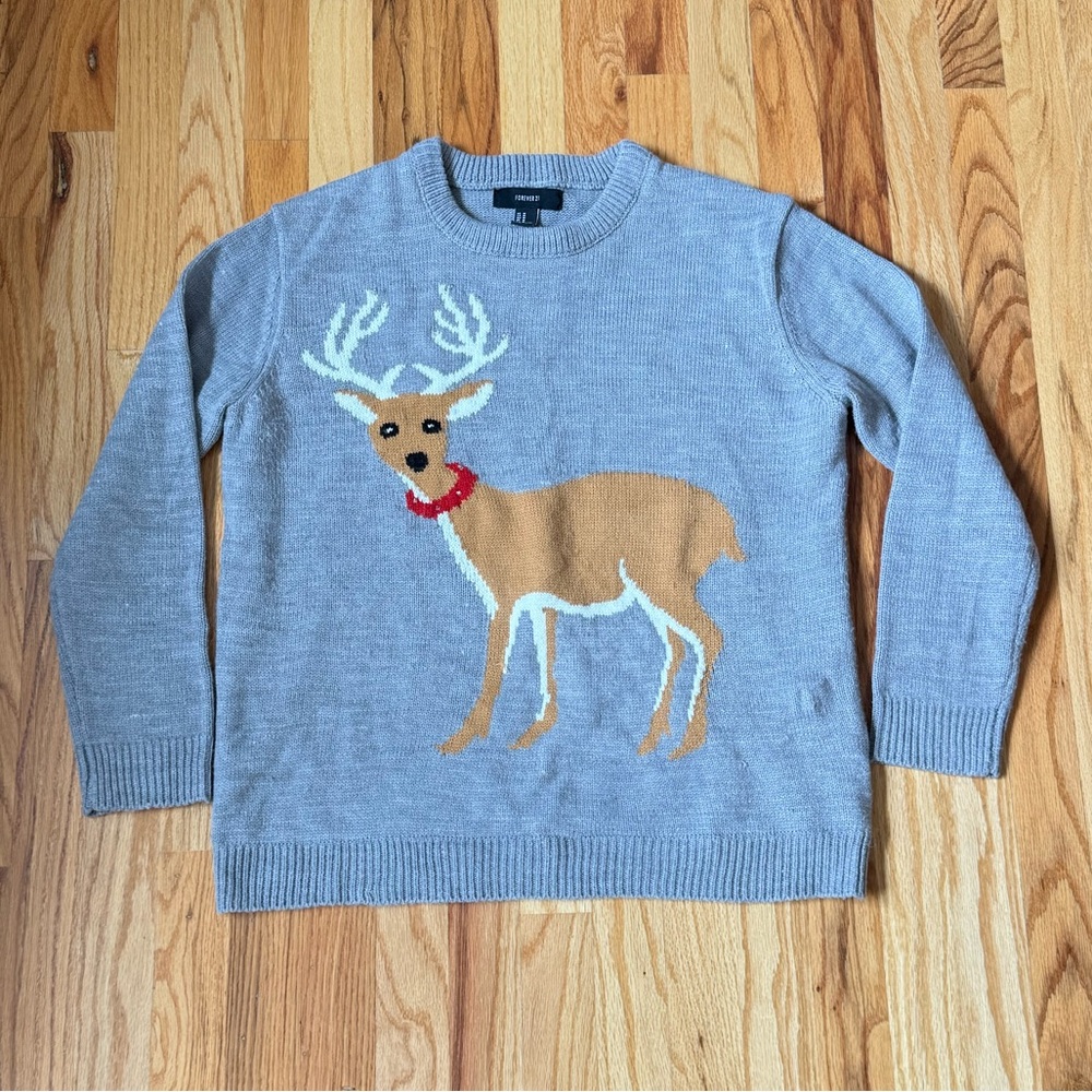 Gray Reindeer Sweater for Women